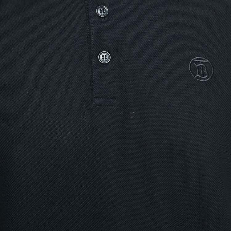 Pre Owned Burberry Black Cotton Icon Stripe Polo T-Shirt XL