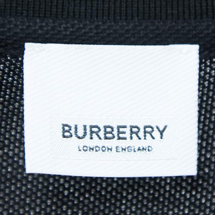 Pre Owned Burberry Black Cotton Icon Stripe Polo T-Shirt XL