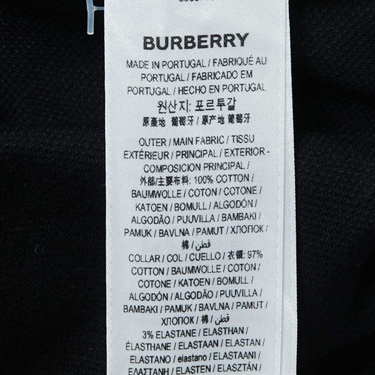 Pre Owned Burberry Black Cotton Icon Stripe Polo T-Shirt XL