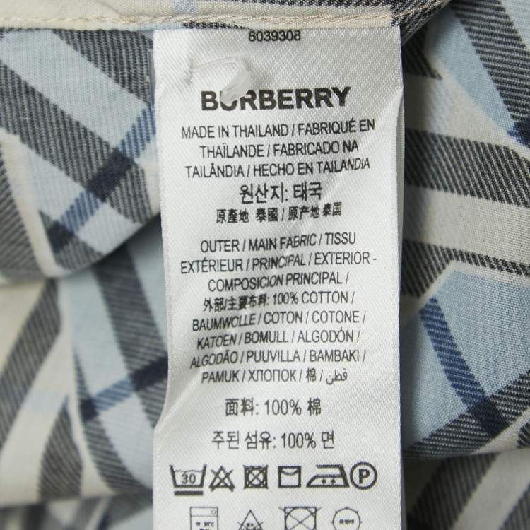 Pre Owned Burberry Blue Takeley Check Print Cotton Button Down Shirt XL