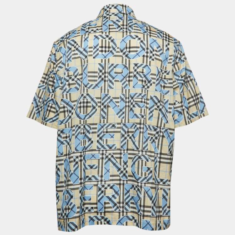 Pre Owned Burberry Blue Takeley Check Print Cotton Button Down Shirt XL
