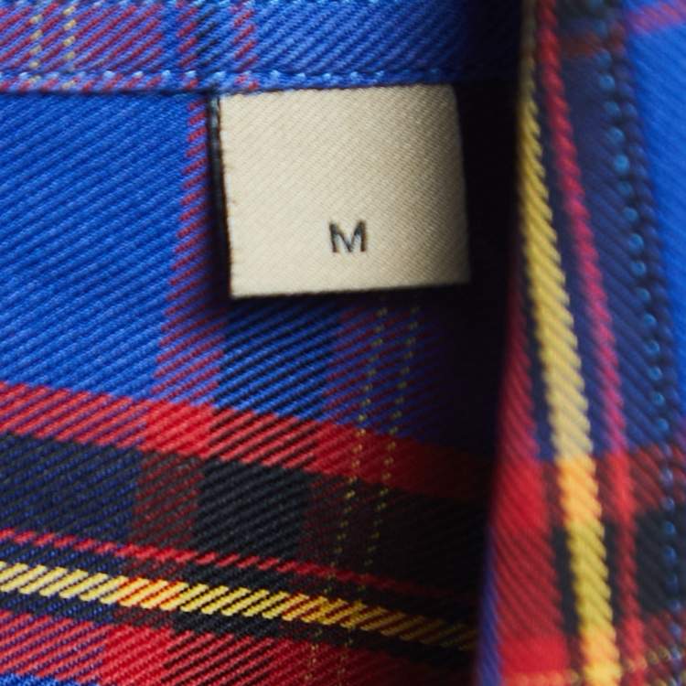 Pre Owned Burberry Blue Checked Cotton Pocket Detail Shirt M