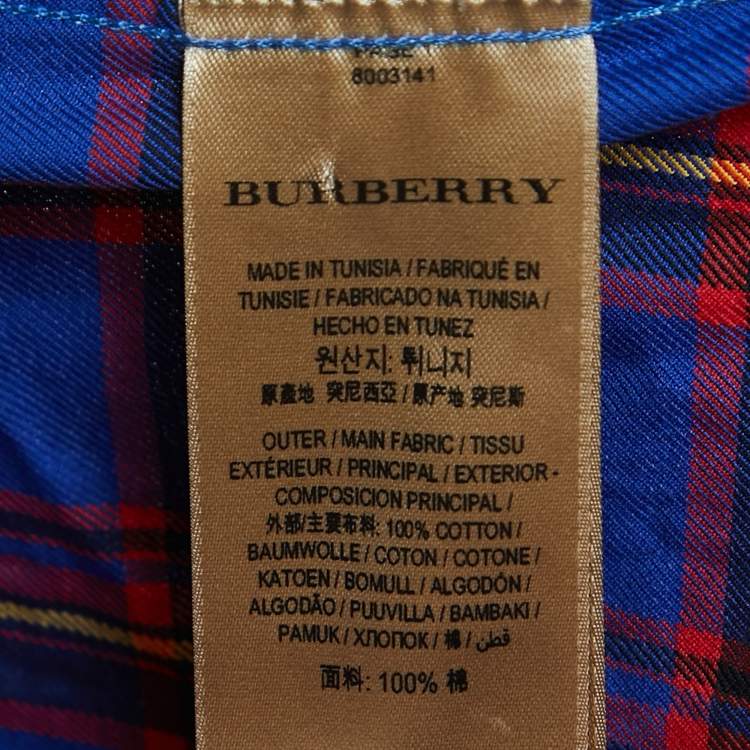 Pre Owned Burberry Blue Checked Cotton Pocket Detail Shirt M
