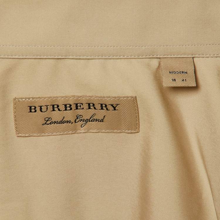 Pre Owned Burberry Beige Cotton Button Front Full Sleeve Shirt L