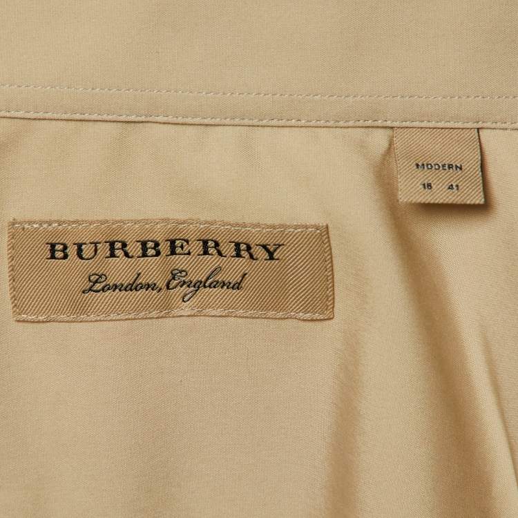 Pre Owned Burberry Beige Cotton Button Front Full Sleeve Shirt L