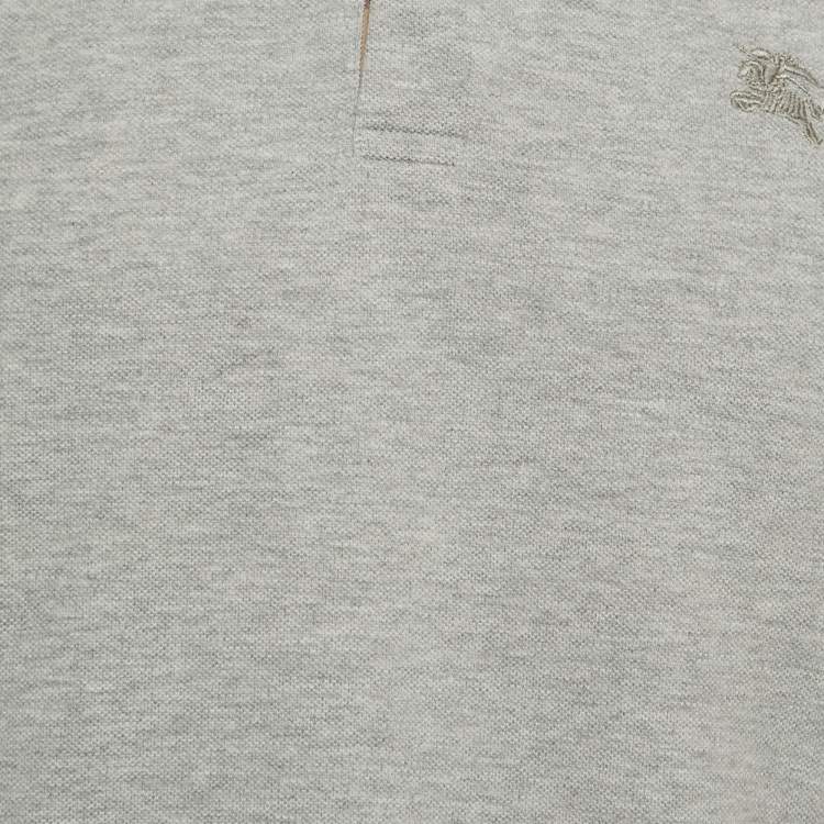 Pre Owned Burberry Grey Cotton Pique Polo T-Shirt L