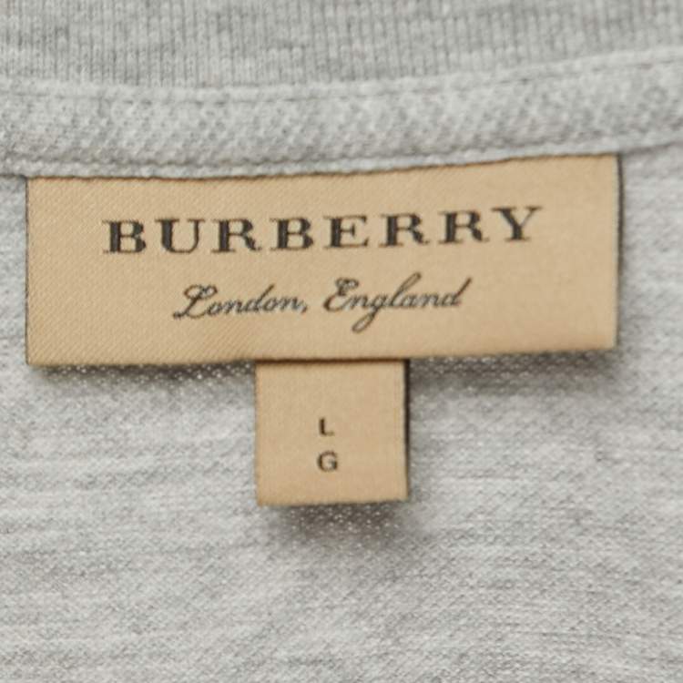 Pre Owned Burberry Grey Cotton Pique Polo T-Shirt L