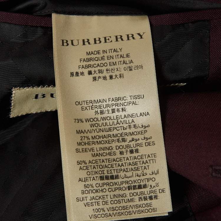 Pre Owned Burberry Burgundy Wool Suit M
