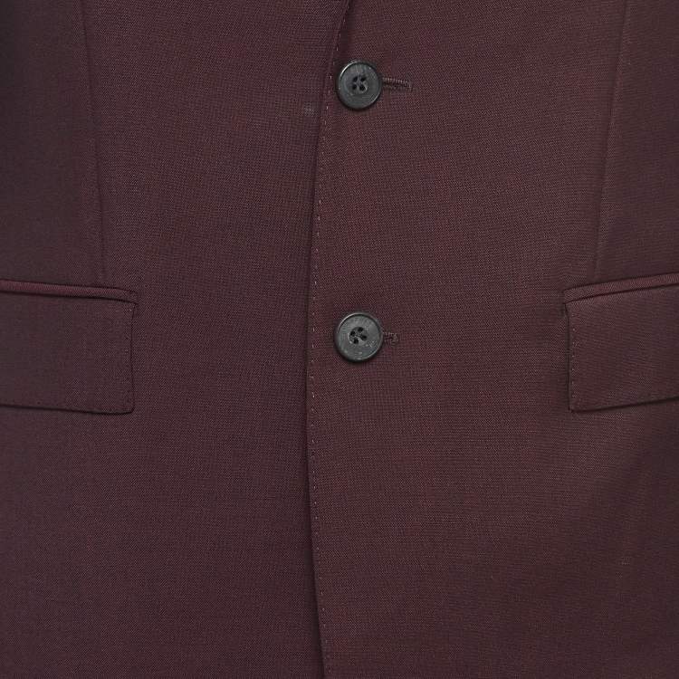 Pre Owned Burberry Burgundy Wool Suit M