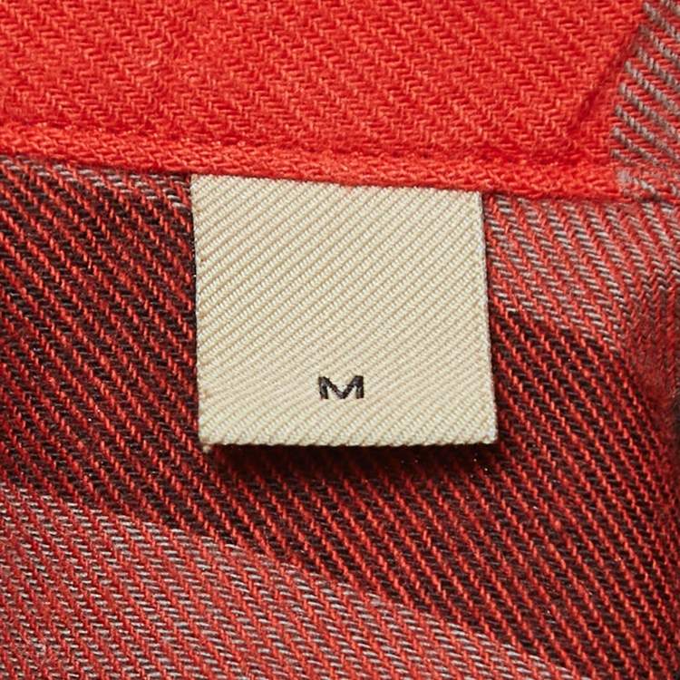 Pre Owned Burberry Orange Checked Cotton Long Sleeve Button Front Shirt M