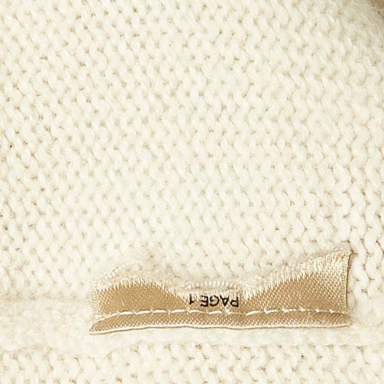 Pre Owned Burberry Cream Jacquard Cashmere Blend Crew Neck Sweater M