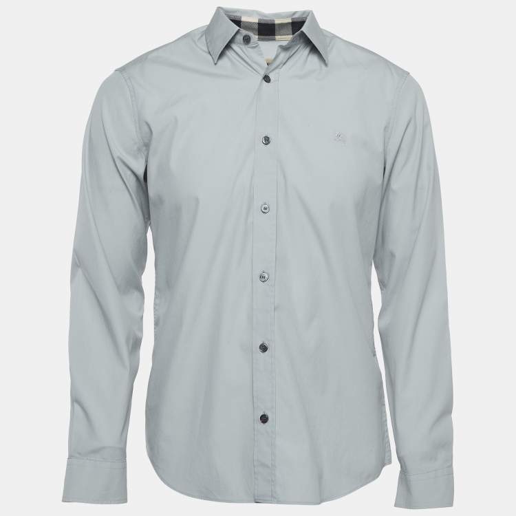 مملوكة مسبقًا Burberry Light Blue Stretch Cotton Long Sleeve Classic Shirt M