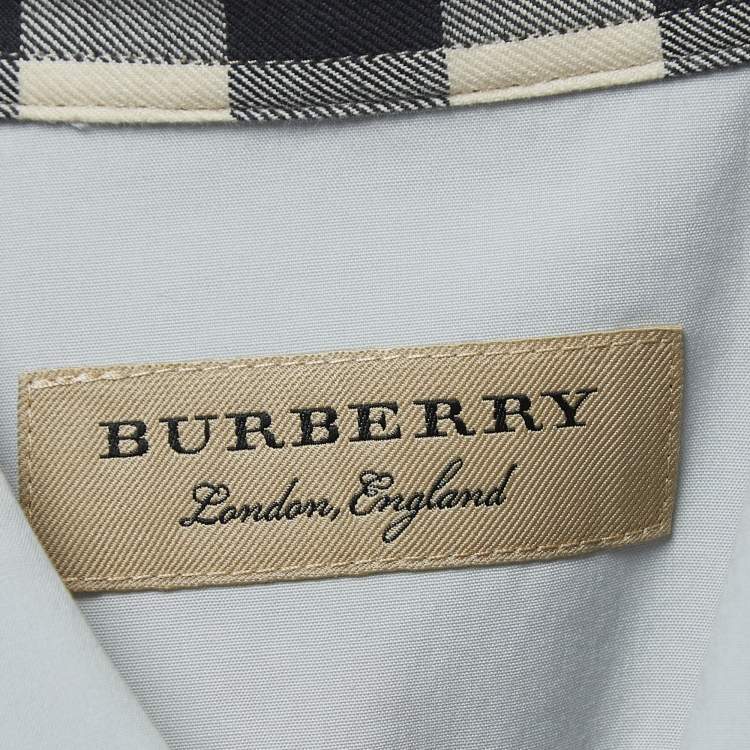 مملوكة مسبقًا Burberry Light Blue Stretch Cotton Long Sleeve Classic Shirt M