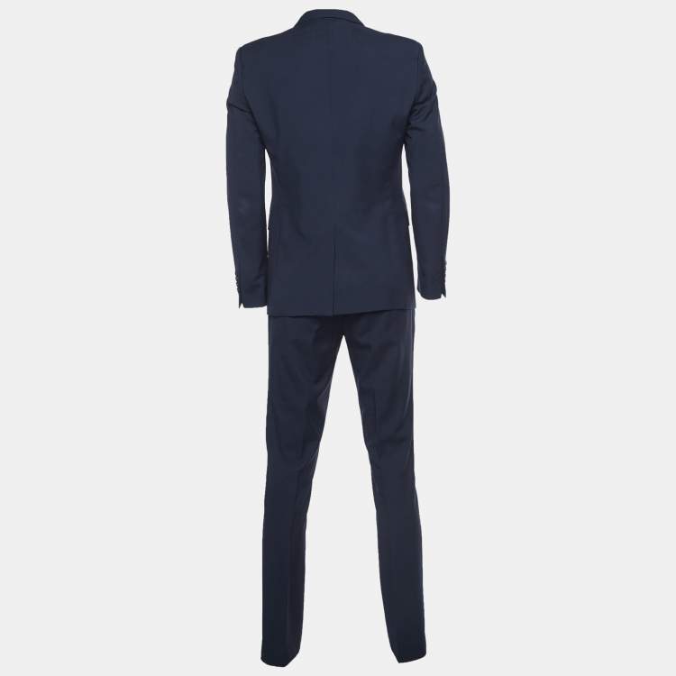 Pre Owned Burberry Navy Blue Wool Single Breasted Suit M