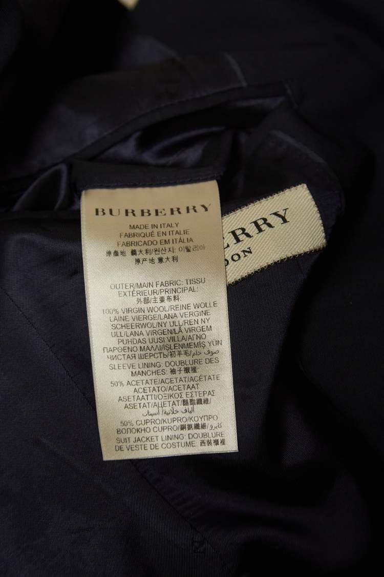 Pre Owned Burberry Navy Blue Wool Single Breasted Suit M