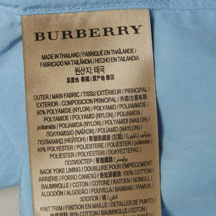 Pre Owned Burberry Blue Textured Synthetic Zipper Bomber Jacket XL