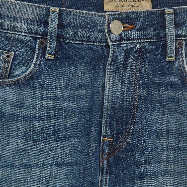 Pre Owned Burberry Blue Washed Denim Slim Fit Jeans S Waist 30''