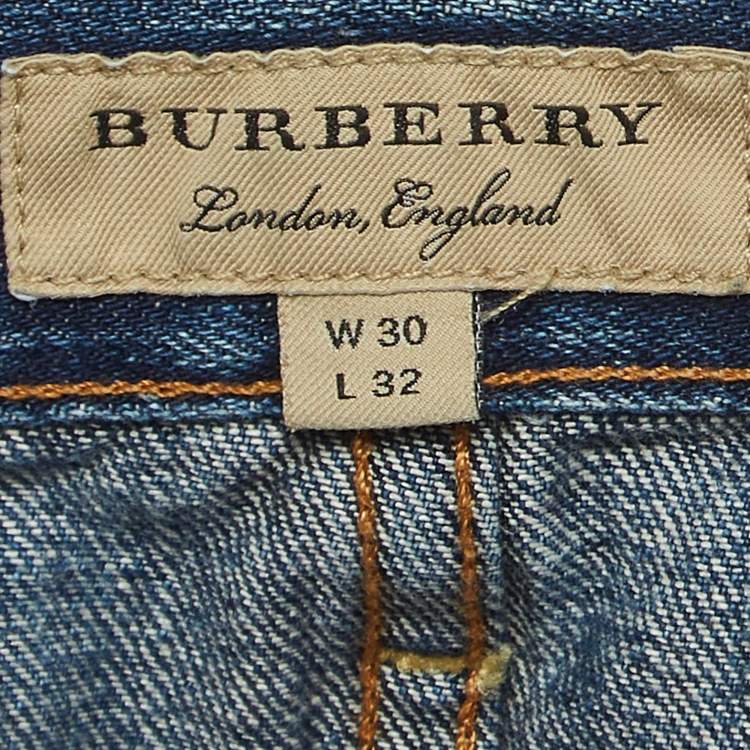 Pre Owned Burberry Blue Washed Denim Slim Fit Jeans S Waist 30''