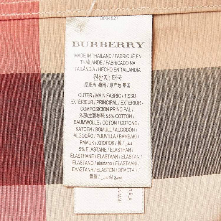 مملوكة مسبقًا Burberry Beige Checked Cotton Button Front Full Sleeve Shirt XL