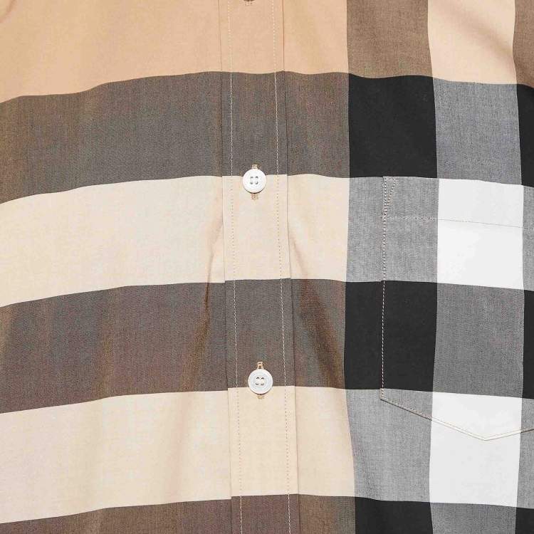 مملوكة مسبقًا Burberry Beige Checked Cotton Button Front Full Sleeve Shirt XL