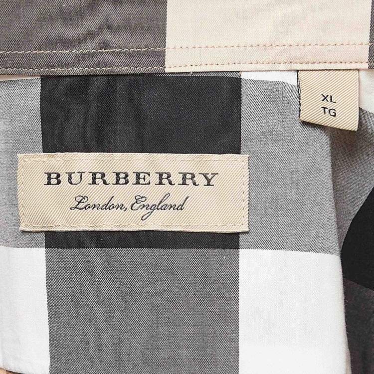 مملوكة مسبقًا Burberry Beige Checked Cotton Button Front Full Sleeve Shirt XL
