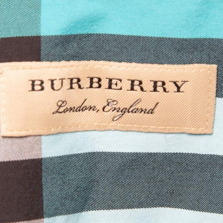 Pre Owned Burberry Blue Checked Cotton Long Sleeve Shirt L