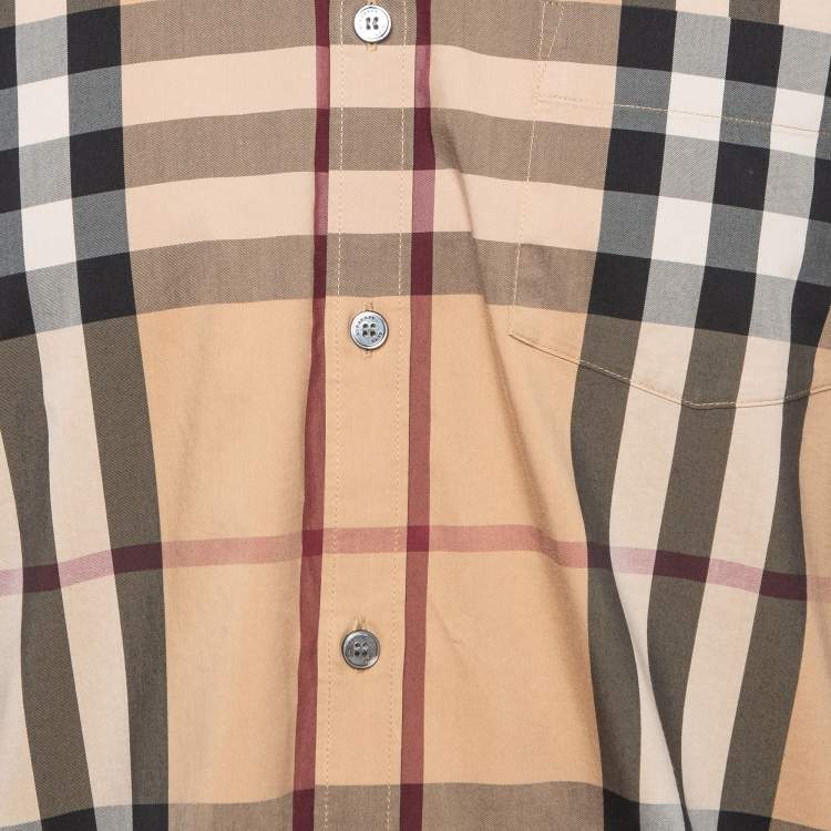 Pre Owned Burberry Brown Checked Cotton Long Sleeve Shirt L