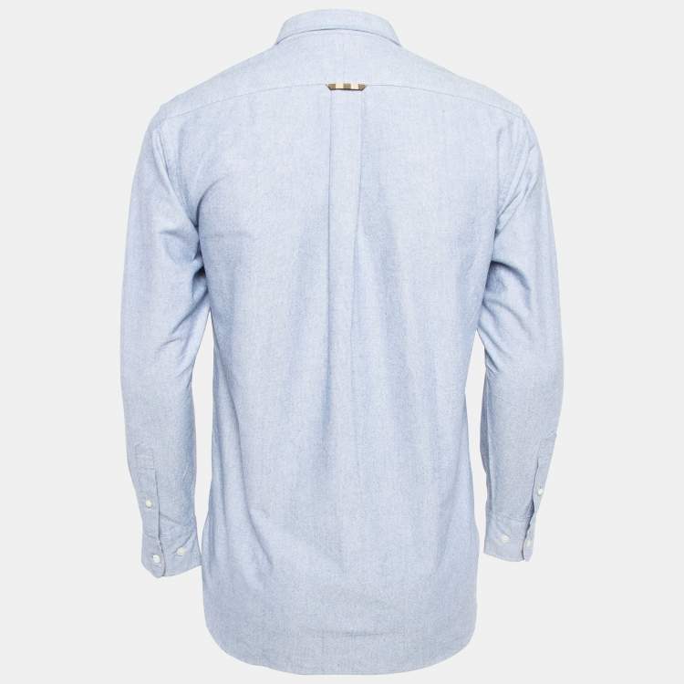 Pre Owned Burberry Blue Cotton Long Sleeve Button Front Shirt M