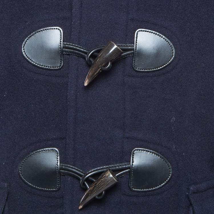 Pre Owned Burberry Navy Blue Wool Plymouth Duffle Coat M