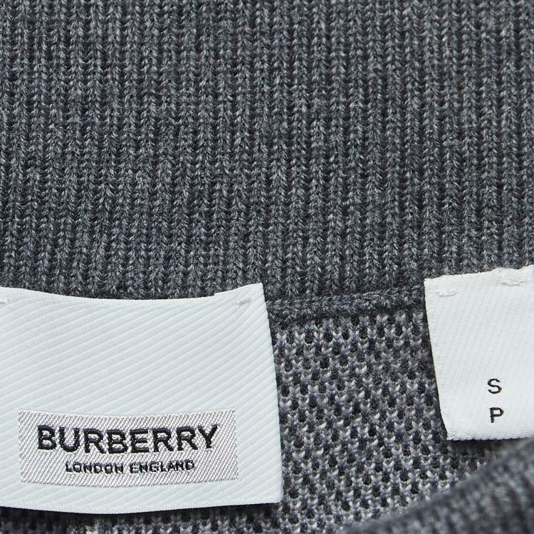 Pre Owned Burberry Grey Checked Wool Drawstring Track Shorts S