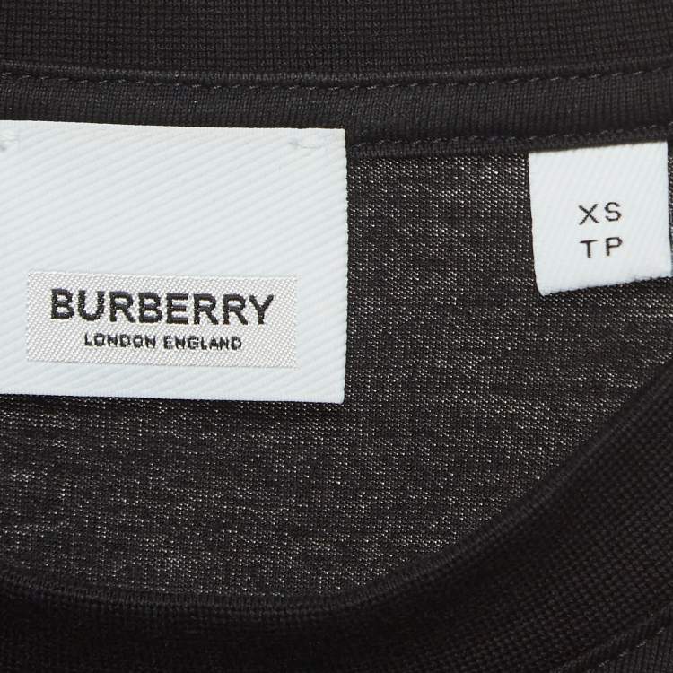 Pre Owned Burberry Black Cotton Checked Pocket Detail Crew Neck T-Shirt XS