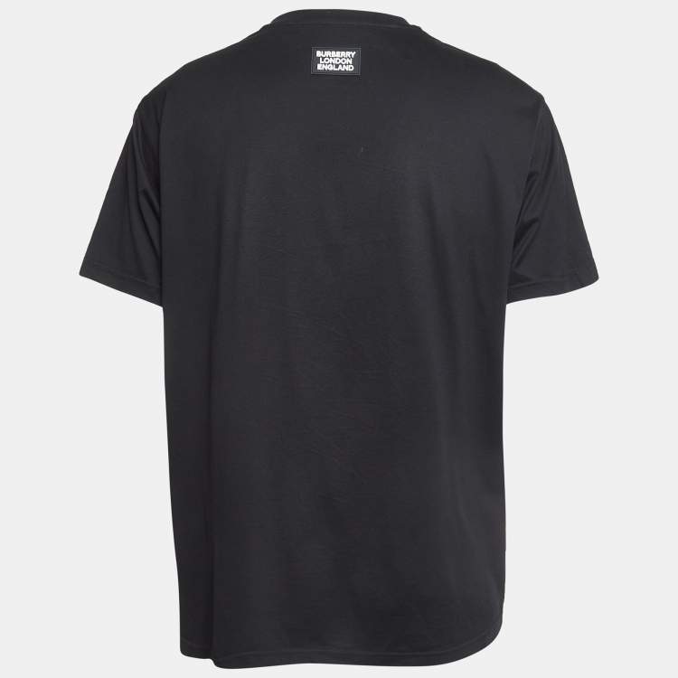 Pre Owned Burberry Black Labyrinth Of Love Print Cotton Crew Neck T-Shirt M
