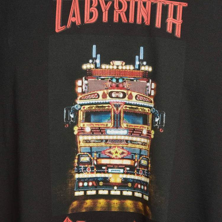 Pre Owned Burberry Black Labyrinth Of Love Print Cotton Crew Neck T-Shirt M