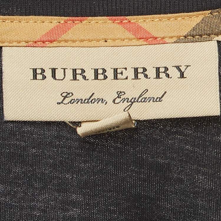 Pre Owned Burberry Black Cotton Logo Embroidered Crew Neck T-Shirt S