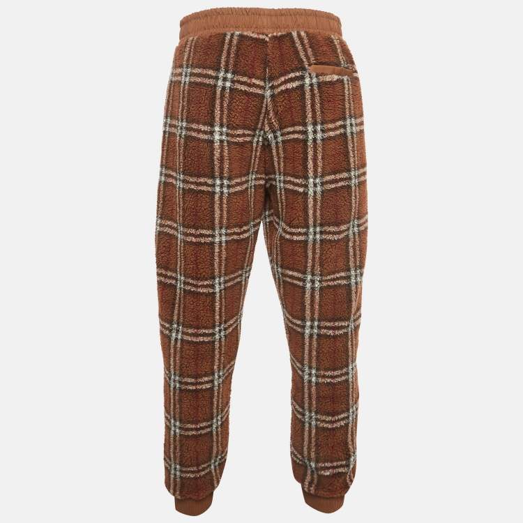 Pre Owned Burberry Brown Dimitri Check Fleece Joggers XXL