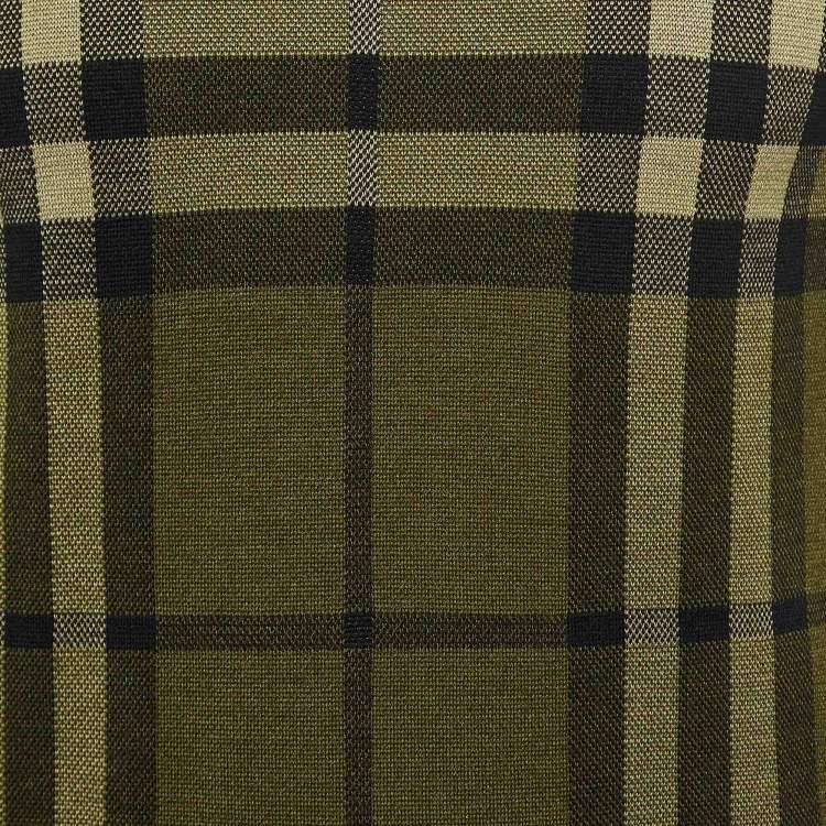 Pre Owned Burberry Green Plaid Wool Blend Knit T-Shirt XS