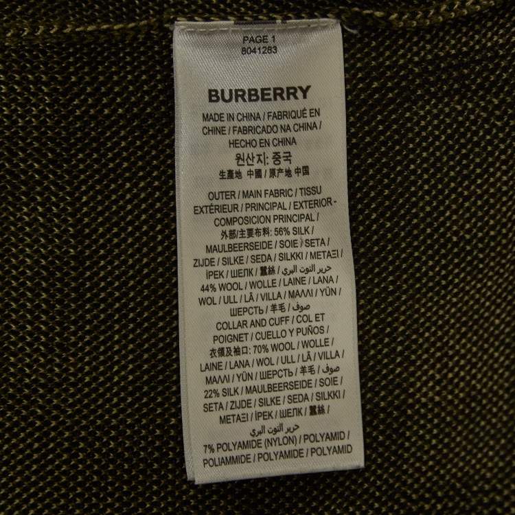 Pre Owned Burberry Green Plaid Wool Blend Knit T-Shirt XS