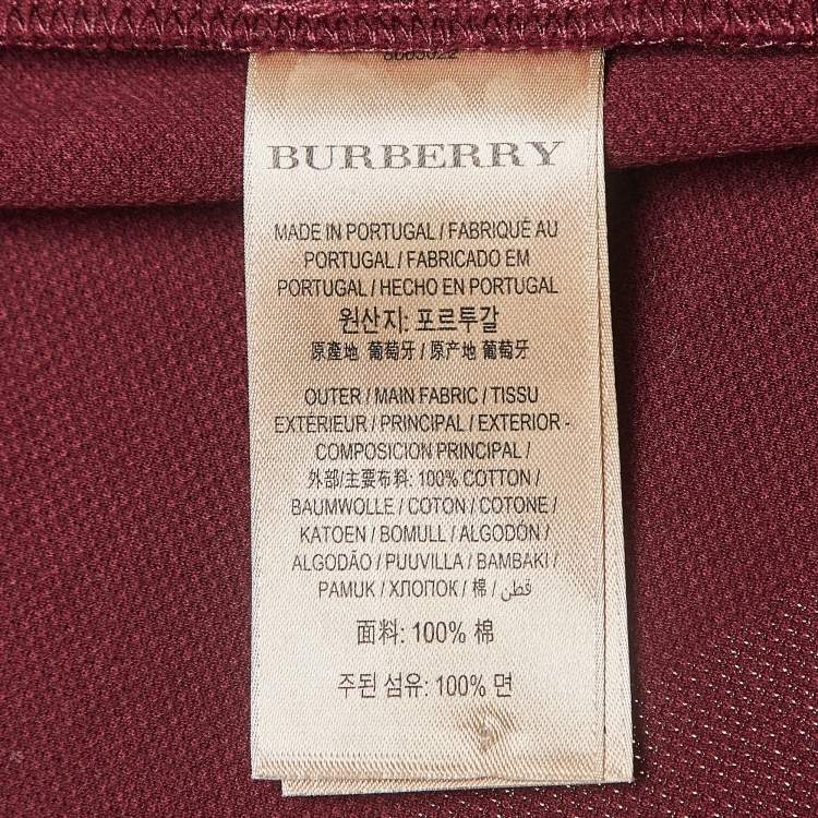 Pre Owned Burberry Maroon Cotton Pique Polo T-Shirt XXL