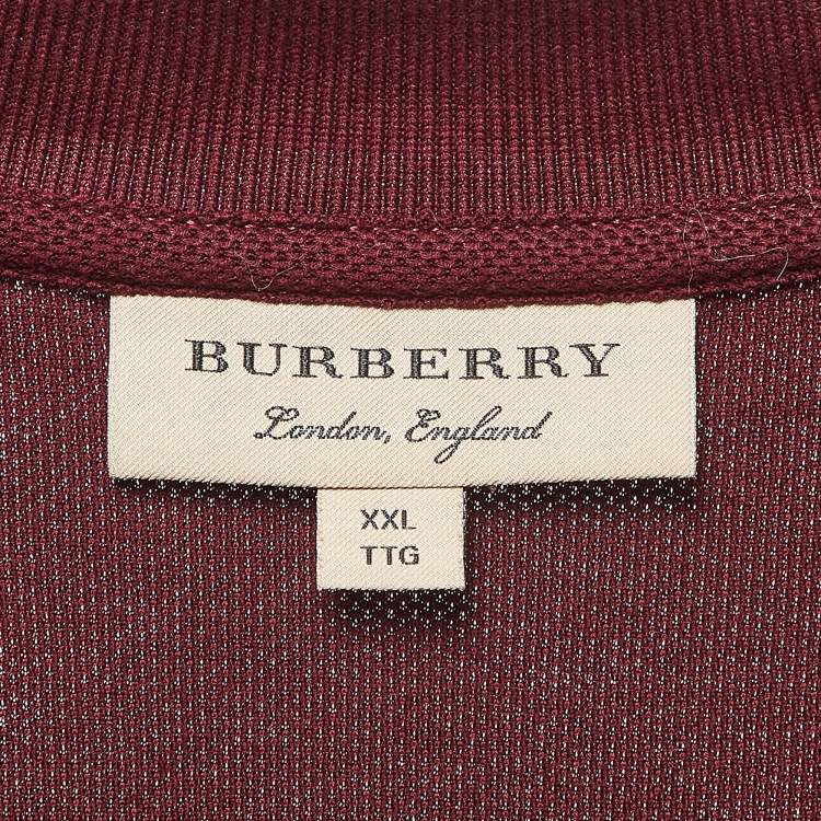 Pre Owned Burberry Maroon Cotton Pique Polo T-Shirt XXL