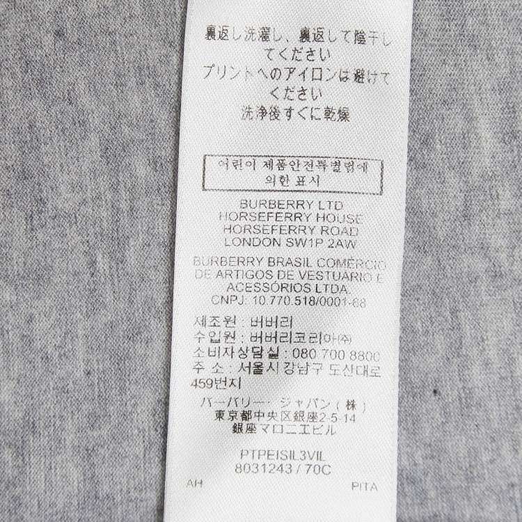 Pre Owned Burberry Grey Logo Printed Cotton Knit Tshirt XXS