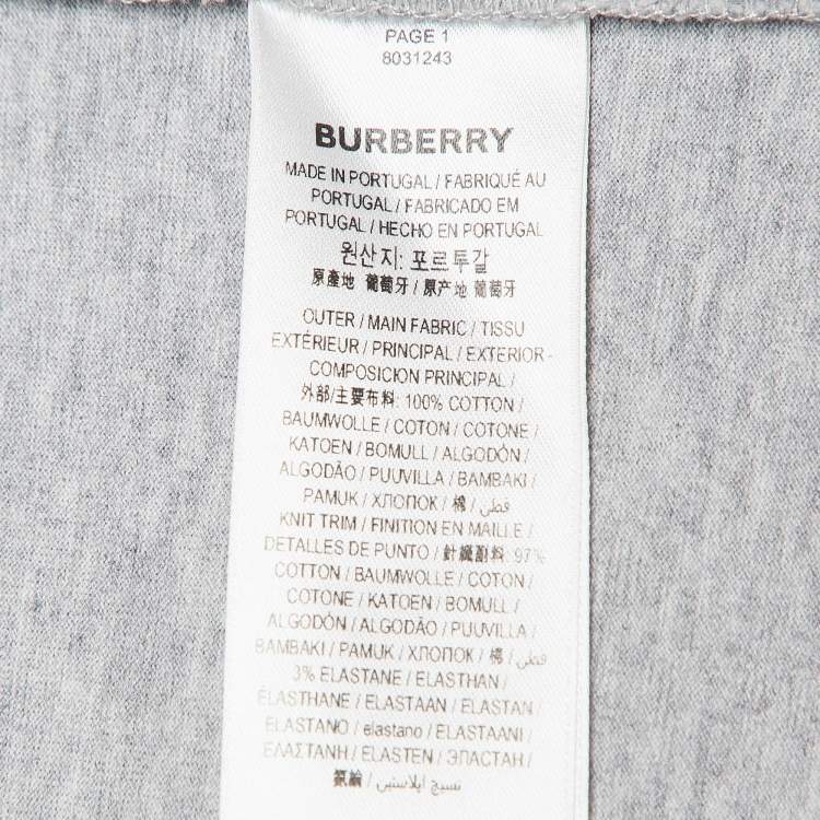Pre Owned Burberry Grey Logo Printed Cotton Knit Tshirt XXS