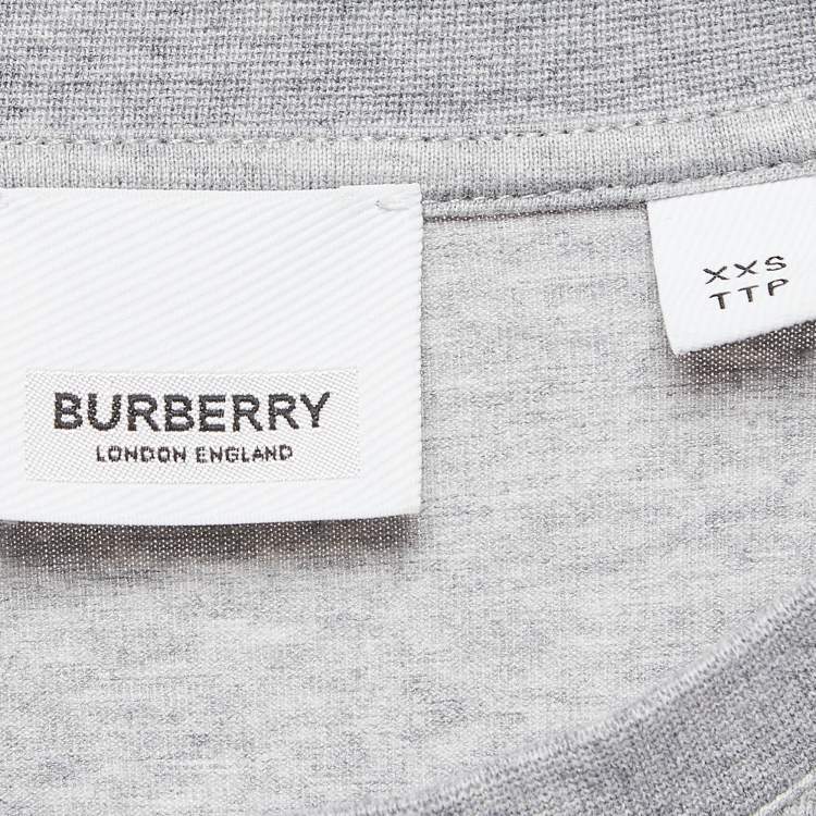 Pre Owned Burberry Grey Logo Printed Cotton Knit Tshirt XXS