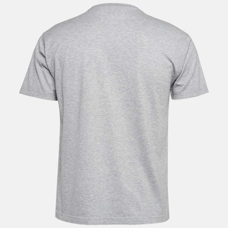 Pre Owned Burberry Grey Logo Printed Cotton Knit Tshirt XXS