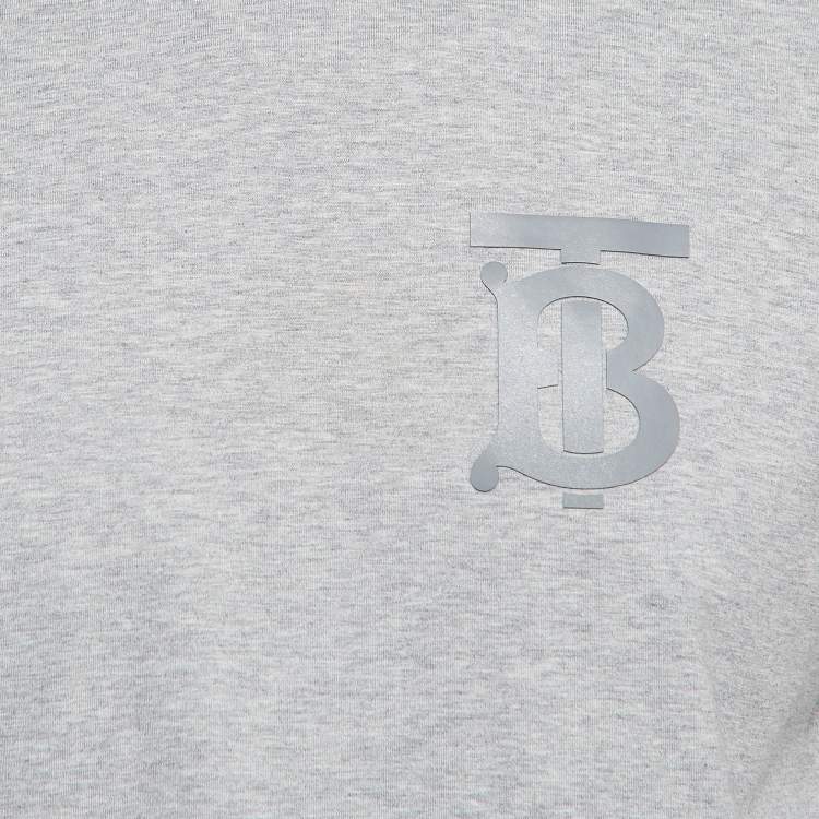 Pre Owned Burberry Grey Logo Printed Cotton Knit Tshirt XXS