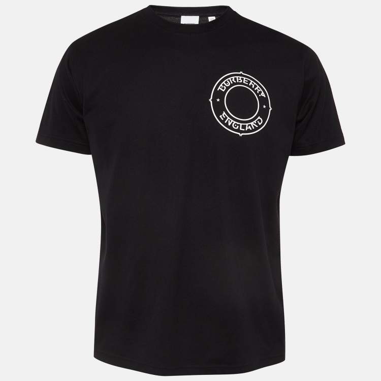 Pre Owned Burberry Black Printed Cotton Knit Crew Neck Tshirt XXS