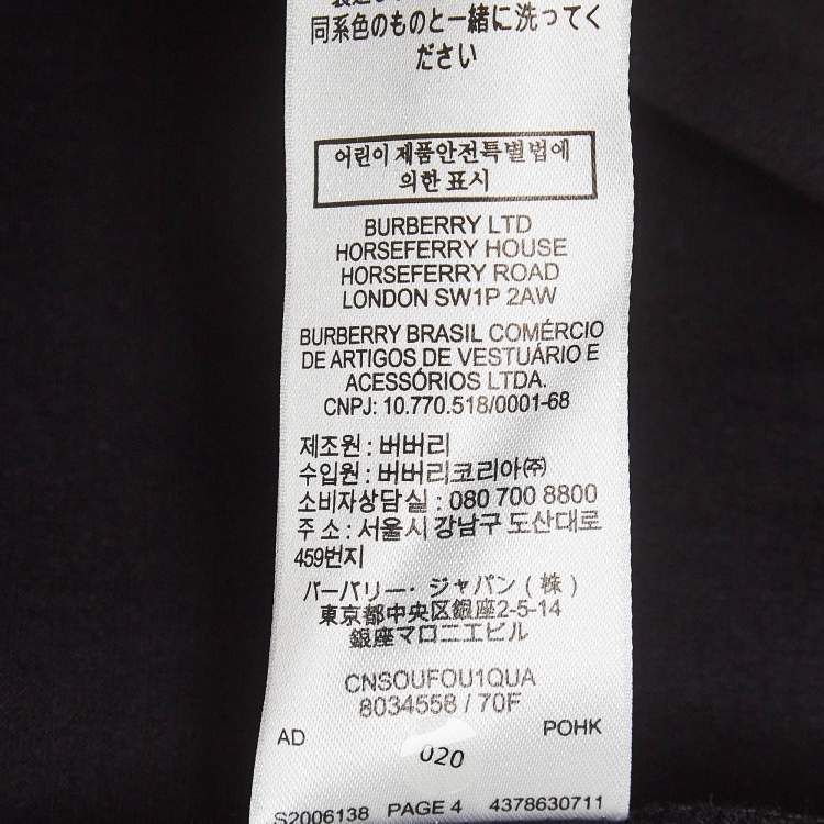 Pre Owned Burberry Black Printed Cotton Knit Crew Neck Tshirt XXS
