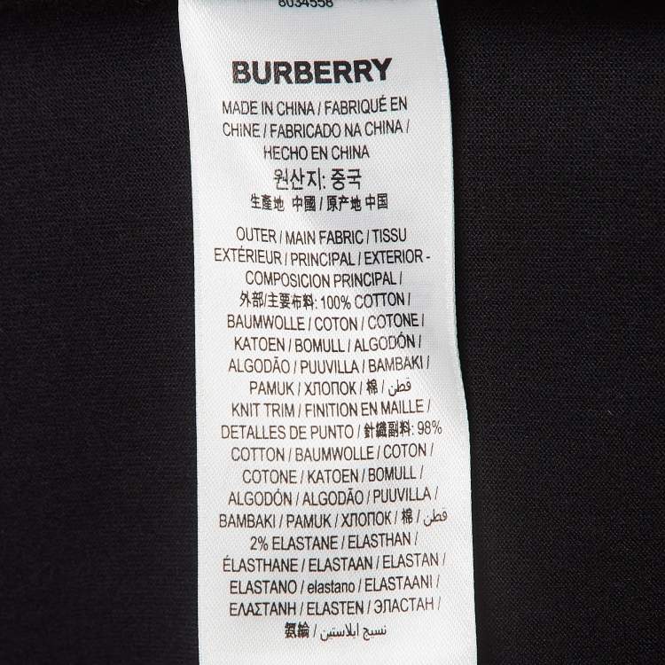 Pre Owned Burberry Black Printed Cotton Knit Crew Neck Tshirt XXS