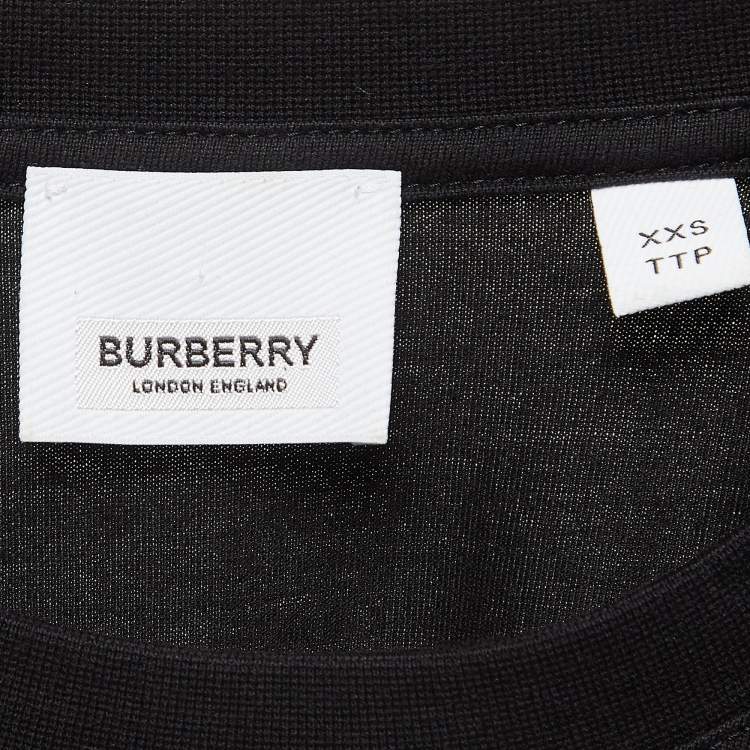 Pre Owned Burberry Black Printed Cotton Knit Crew Neck Tshirt XXS