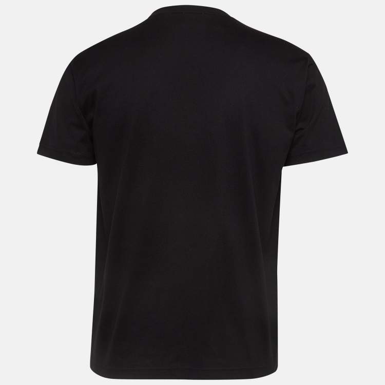 Pre Owned Burberry Black Printed Cotton Knit Crew Neck Tshirt XXS