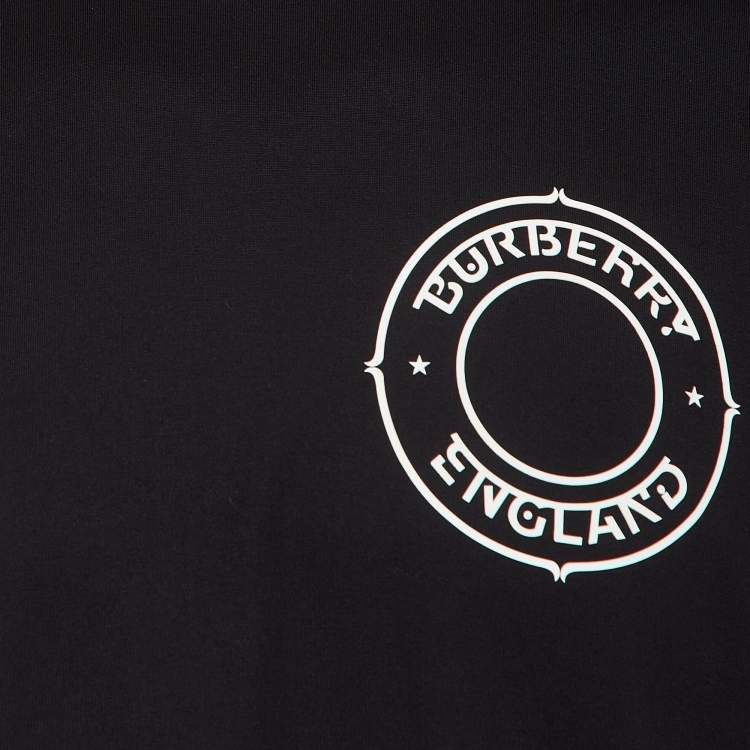 Pre Owned Burberry Black Printed Cotton Knit Crew Neck Tshirt XXS